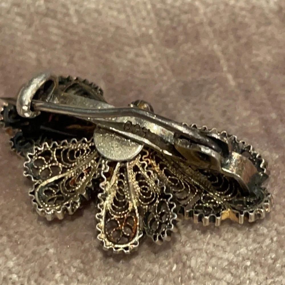 Sweet Vintage Filigree Butterfly Pin 800 Sterling Silver